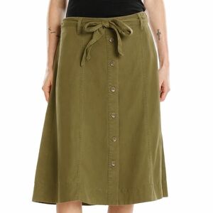 Talbots Button Front Lyocell Midi Skirt Women's 12 Olive Green
